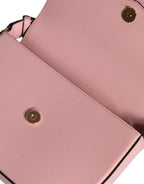 Versace Pink Grainy Calf Leather Logo Crossbody Shoulder Bag - Zeiniez