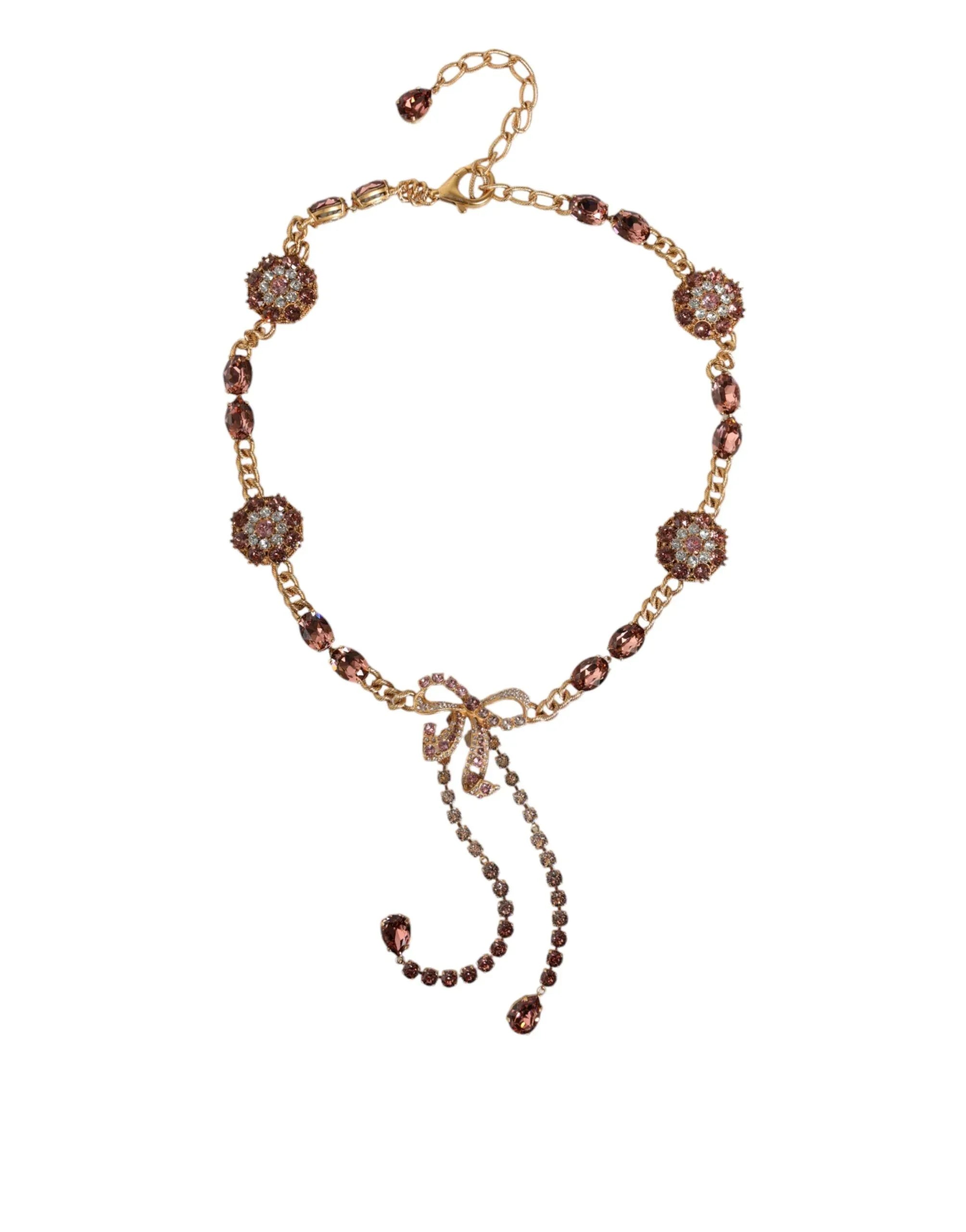 Dolce & Gabbana Gold Tone Brass Crystal Embellished Waist Chain Belt - Zeiniez