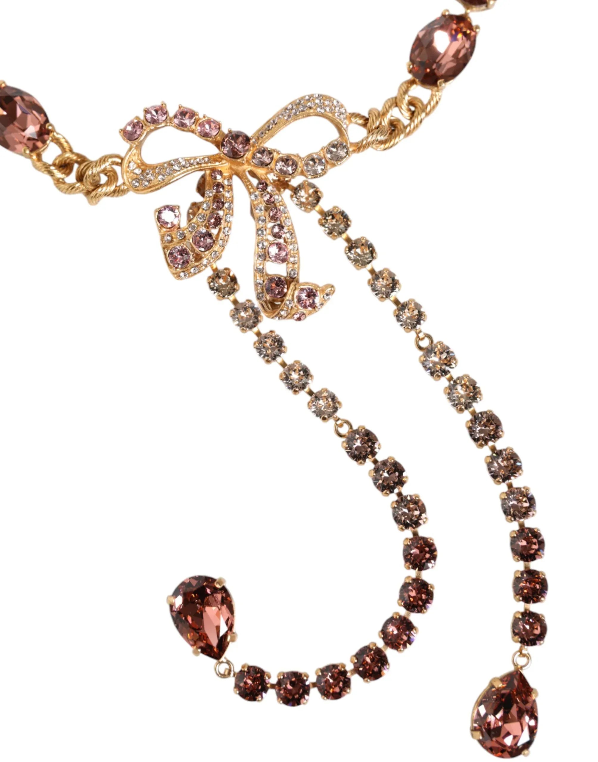 Dolce & Gabbana Gold Tone Brass Crystal Embellished Waist Chain Belt - Zeiniez