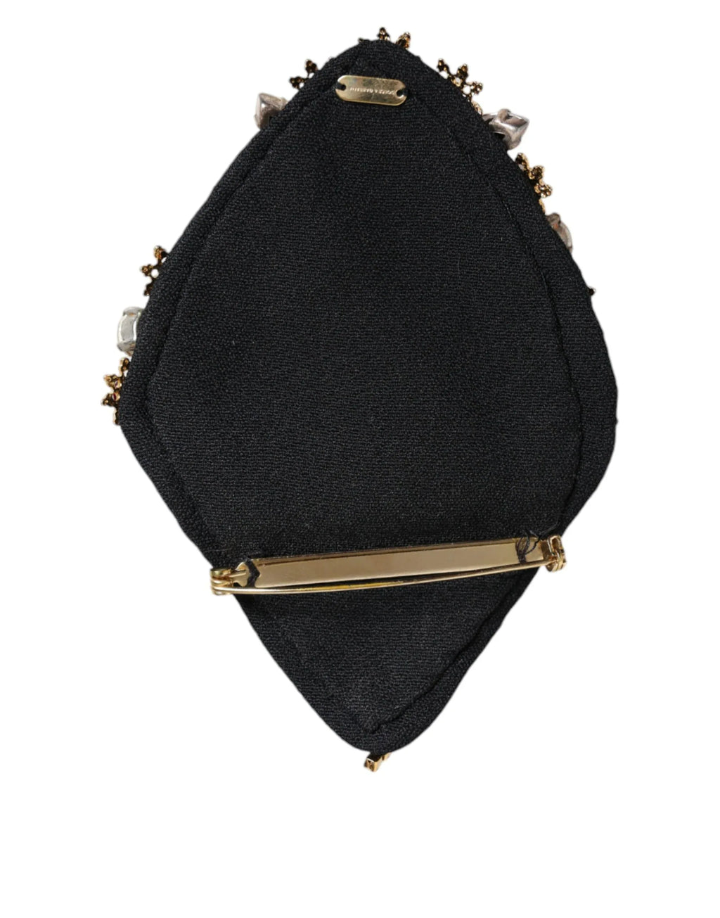 Dolce & Gabbana Gold Tone Brass Sacred Heart Crystal Embellished Brooch - Zeiniez