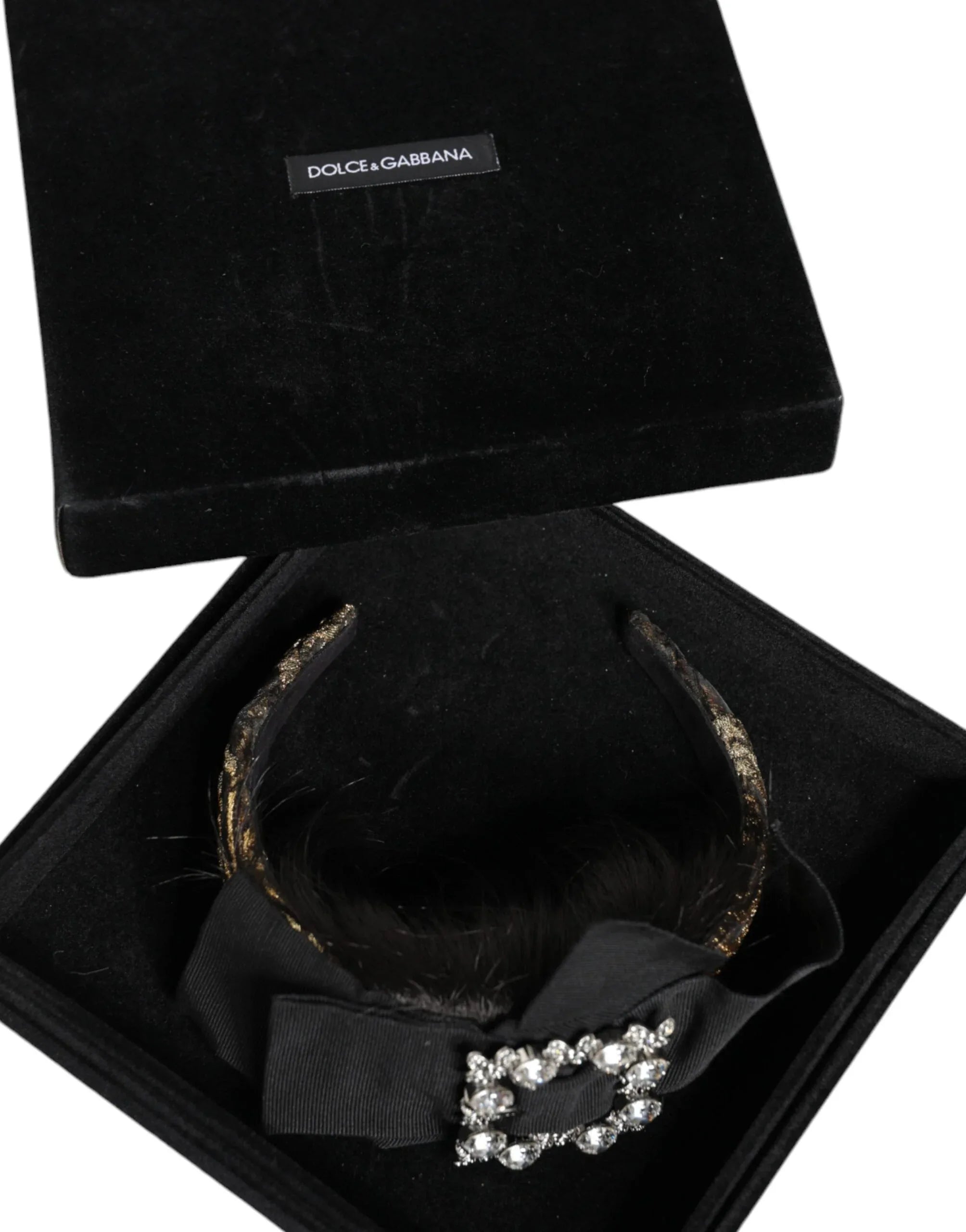Dolce & Gabbana Black Hair Parrucchiera Crystal Headband Diadem - Zeiniez