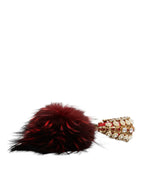 Dolce & Gabbana Red Gold Crystal Fur Headset Audio AUX Headphones - Zeiniez
