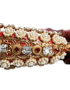 Dolce & Gabbana Red Gold Crystal Fur Headset Audio AUX Headphones - Zeiniez