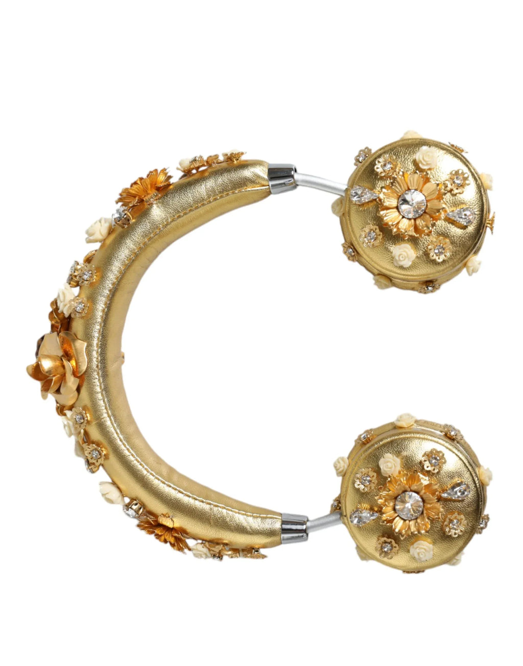 Dolce & Gabbana Gold Leather Floral Crystal Angel Headset Headphones - Zeiniez
