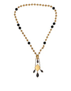 Dolce & Gabbana Gold Chain Brass Black Beaded Rosary Style Necklace - Zeiniez