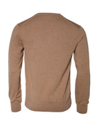 Dolce & Gabbana Brown Cashmere Knit V-neck Pullover Sweater - Zeiniez