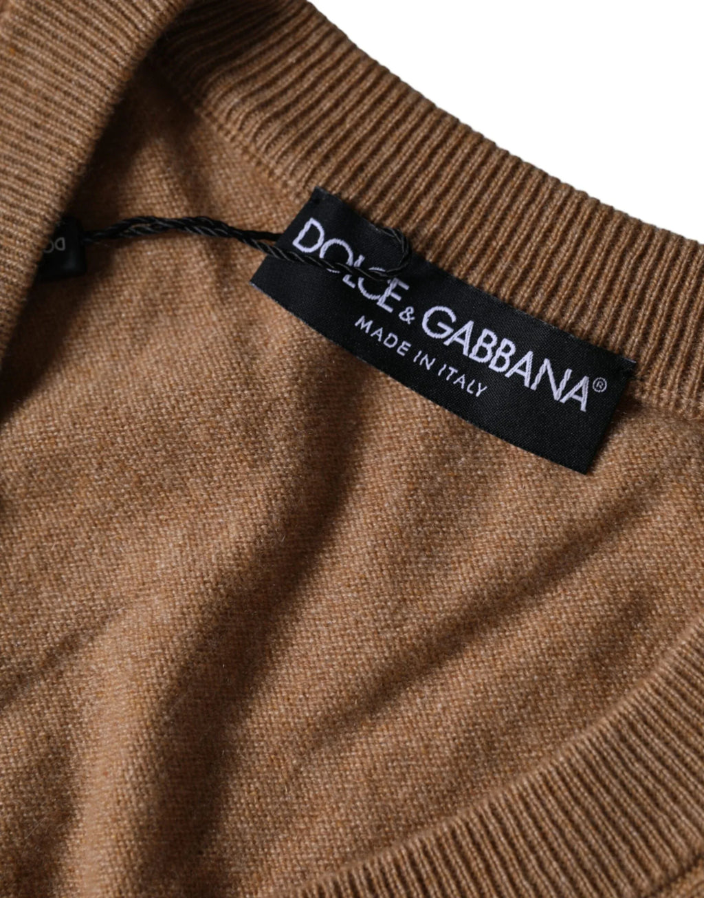 Dolce & Gabbana Brown Cashmere Knit V-neck Pullover Sweater - Zeiniez