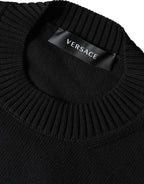 Versace Black Medusa Embroidery Crew Neck Pullover Sweater - Zeiniez