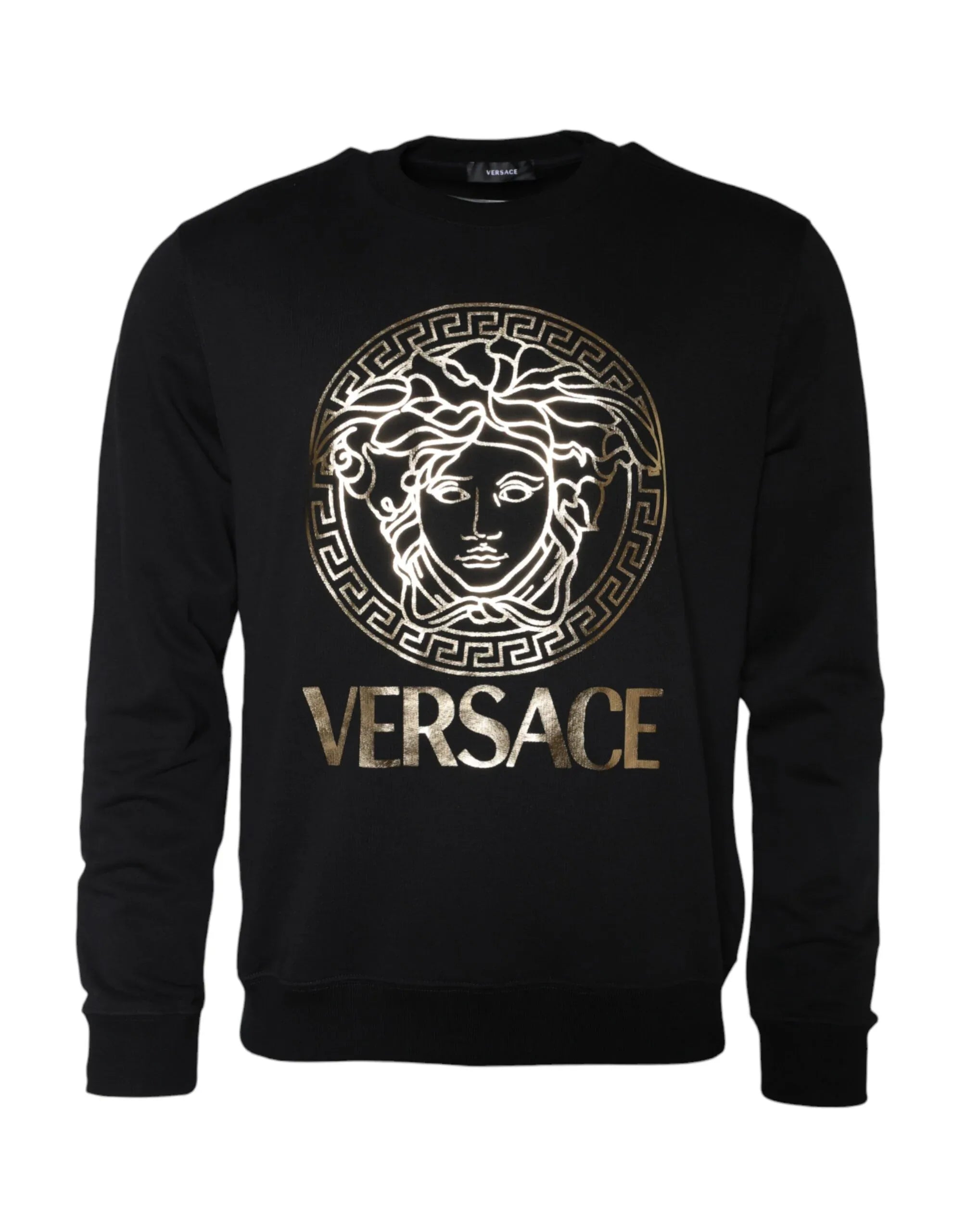 Versace Black Medusa Fleece Cotton Crew Neck Sweatshirt Sweater - Zeiniez
