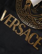 Versace Black Medusa Print Cotton HoodiePullover Sweatshirt Sweater - Zeiniez