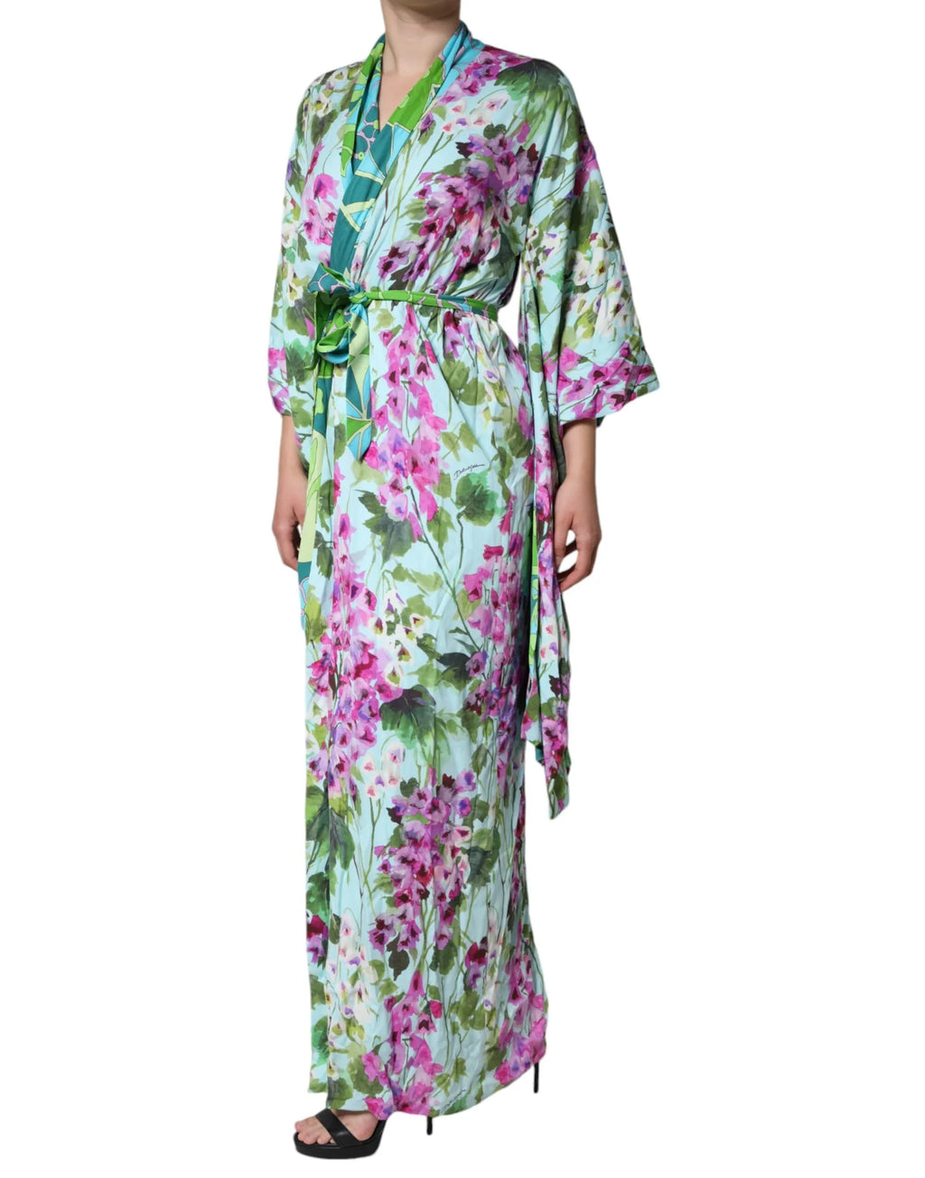 Dolce & Gabbana Multicolor Floral Silk Stretch Wrap Dress - Zeiniez
