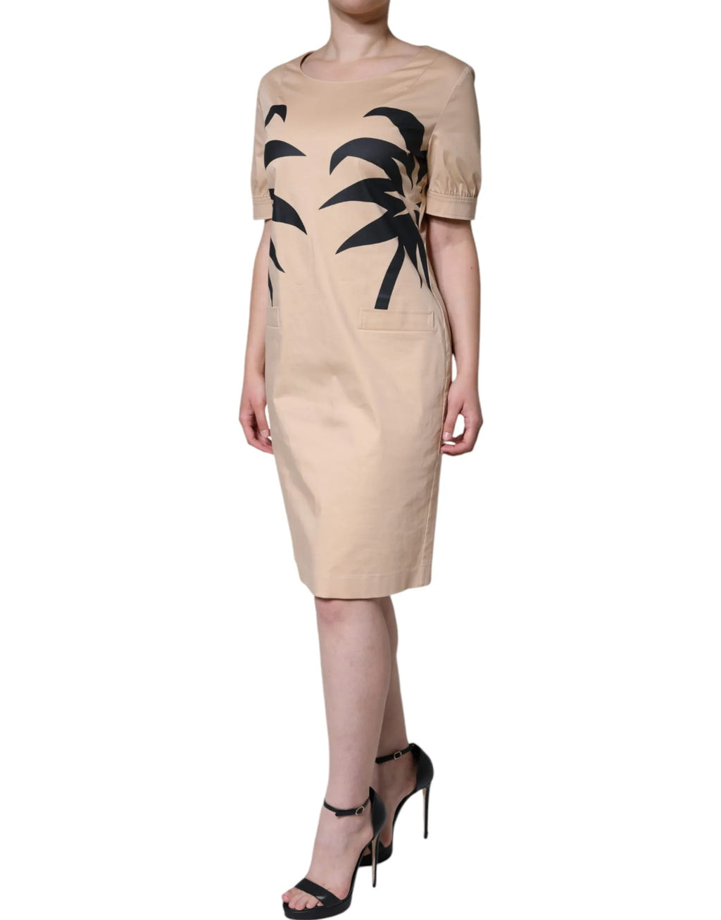 Moschino Beige Cotton Short Sleeve Knee Length Dress - Zeiniez