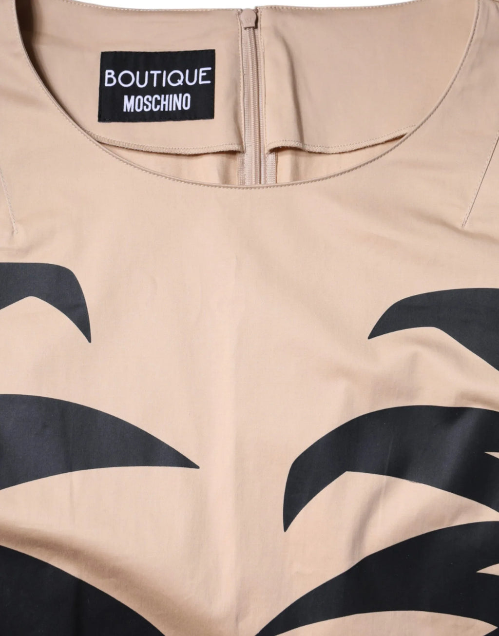 Moschino Beige Cotton Short Sleeve Knee Length Dress - Zeiniez