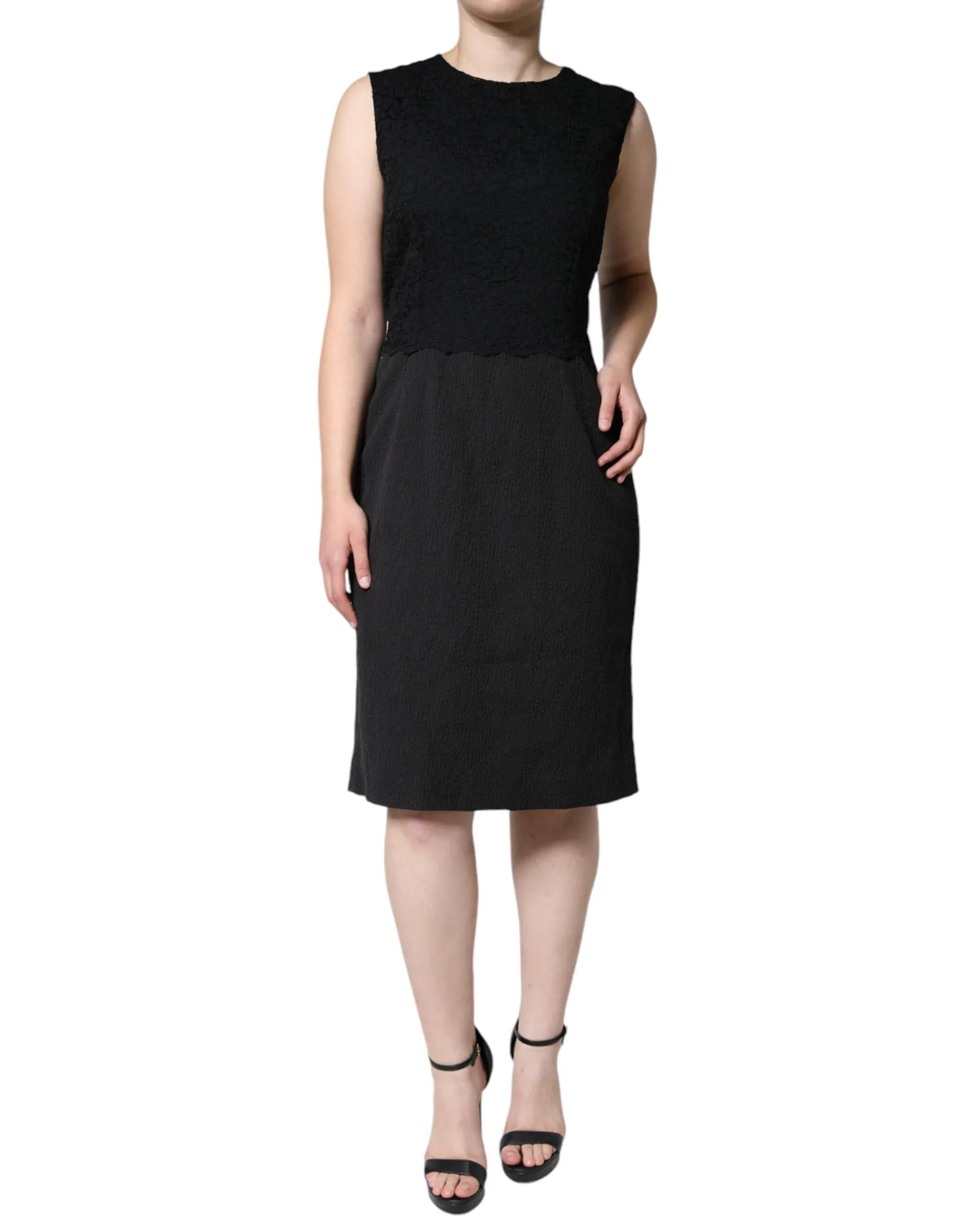 Dolce & Gabbana Black Cotton Sheath Knee Length Dress - Zeiniez