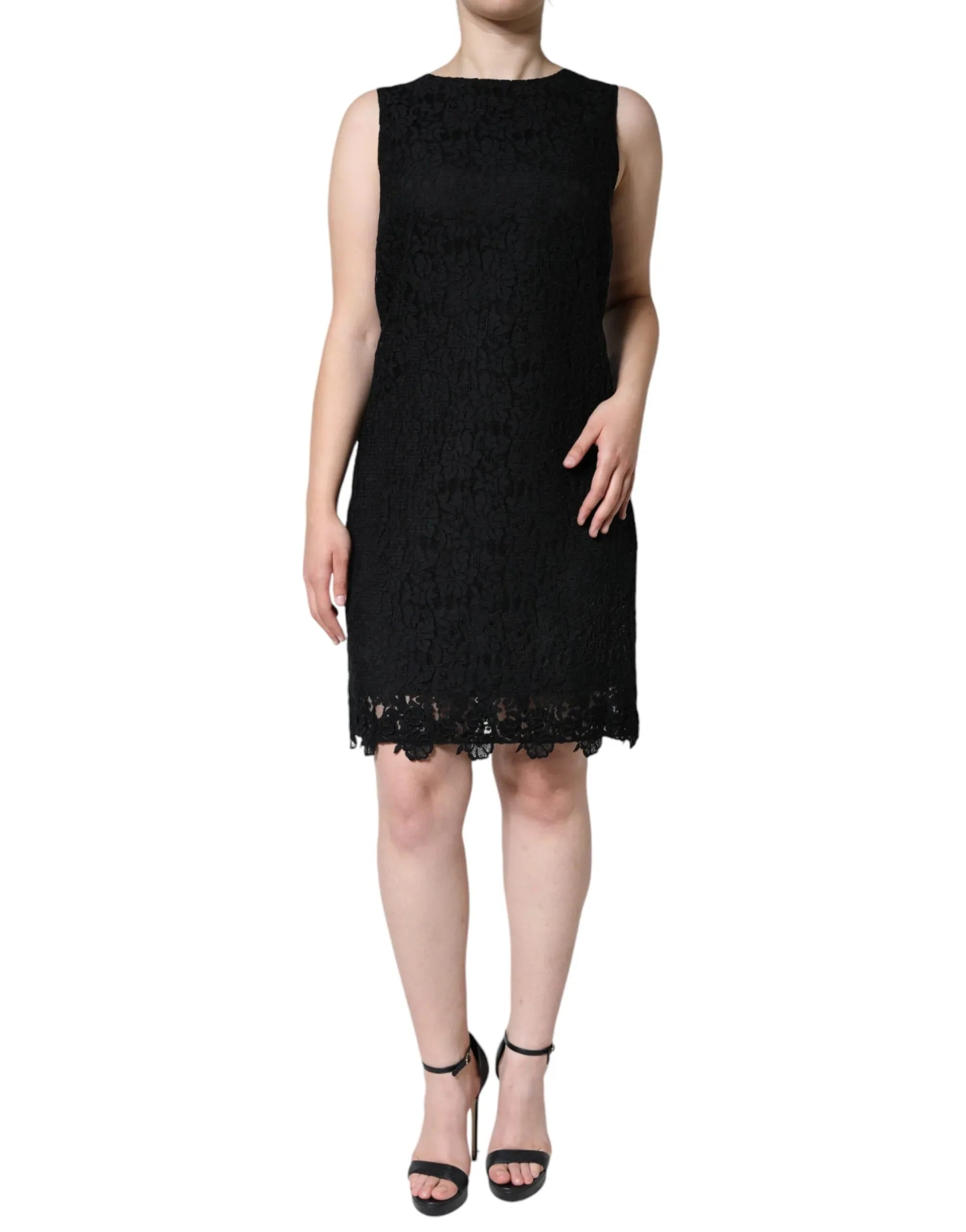 Dolce & Gabbana Black Floral Lace Sheath Sleeveless Mini Dress - Zeiniez