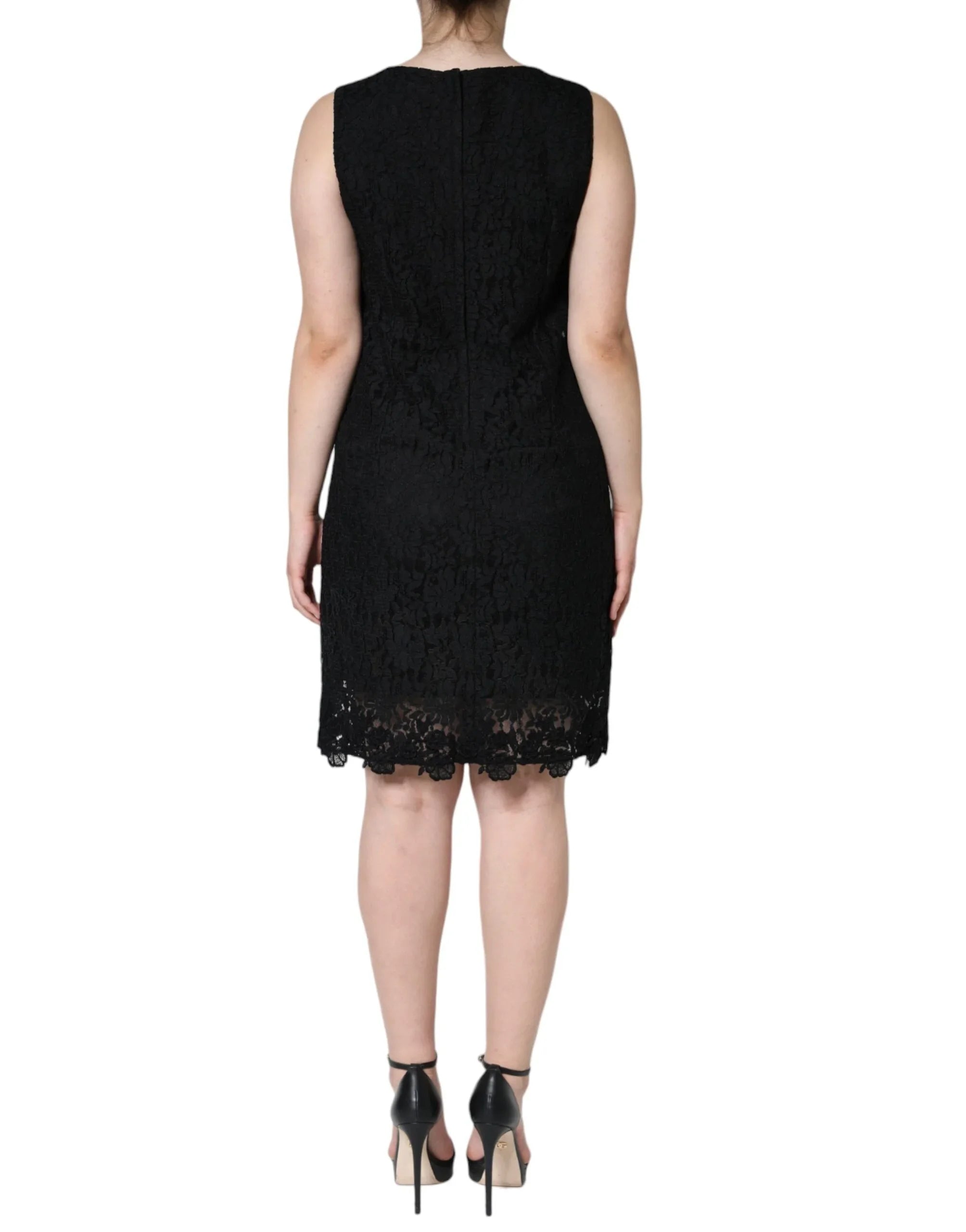 Dolce & Gabbana Black Floral Lace Sheath Sleeveless Mini Dress - Zeiniez