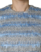 Dolce & Gabbana Light Blue Silver Jacquard A-line Midi Dress - Zeiniez