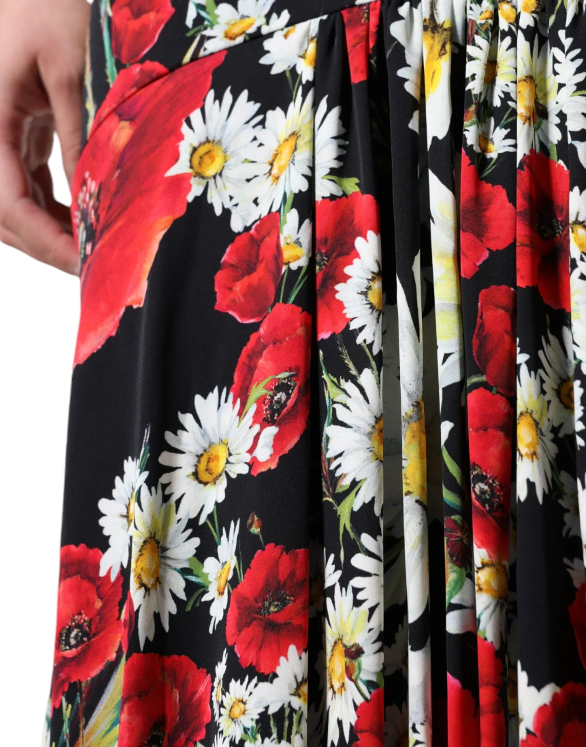 Dolce & Gabbana Black Floral Silk Sleeveless Long Gown Dress - Zeiniez