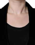 Dolce & Gabbana Black Jacquard Crystal Floral Jacket Blazer - Zeiniez