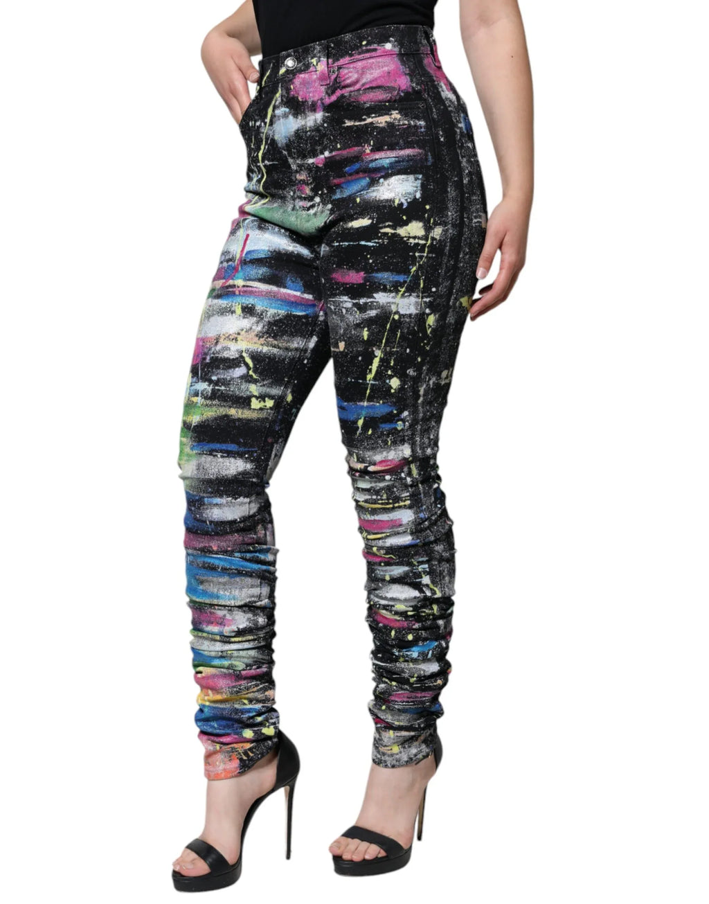 Dolce & Gabbana Multicolor Splatter Paint Cotton Skinny Denim Jeans - Zeiniez