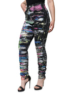 Dolce & Gabbana Multicolor Splatter Paint Cotton Skinny Denim Jeans - Zeiniez