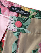 Dolce & Gabbana Beige Floral Jacquard High Waist Tapered Pants - Zeiniez