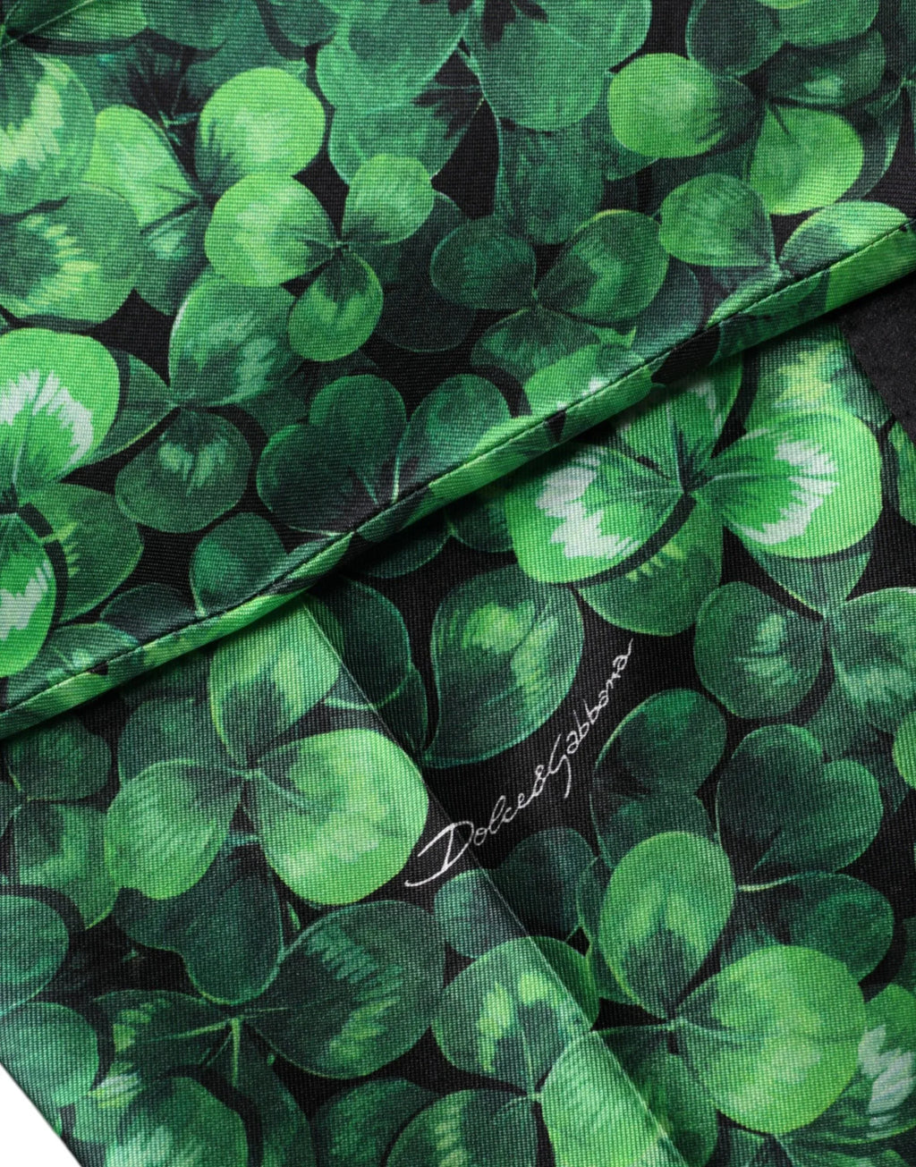 Dolce & Gabbana Green Clover Silk Satin High Waist Tapered Pants - Zeiniez