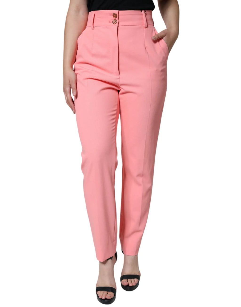 Dolce & Gabbana Rose Pink Polyester High Waist Tapered Pants - Zeiniez