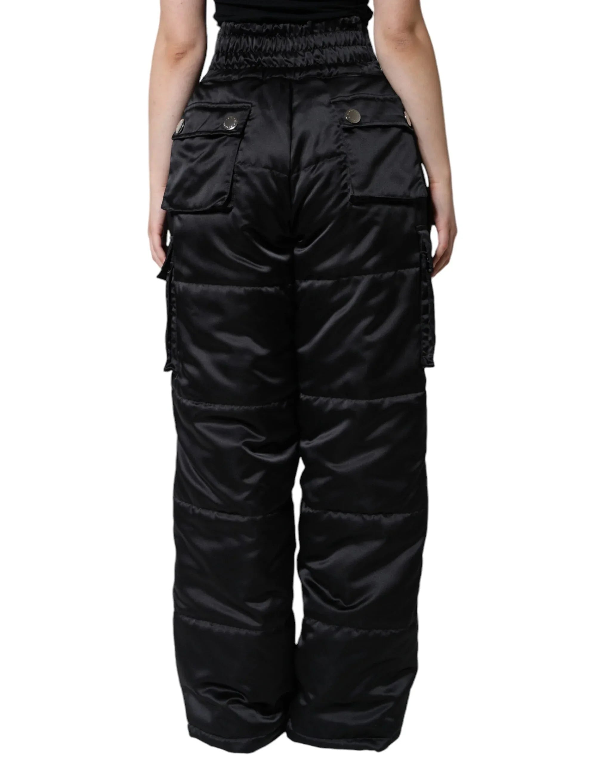 Dolce & Gabbana Black Quilted High Waist Women Boot Cut Pants - Zeiniez
