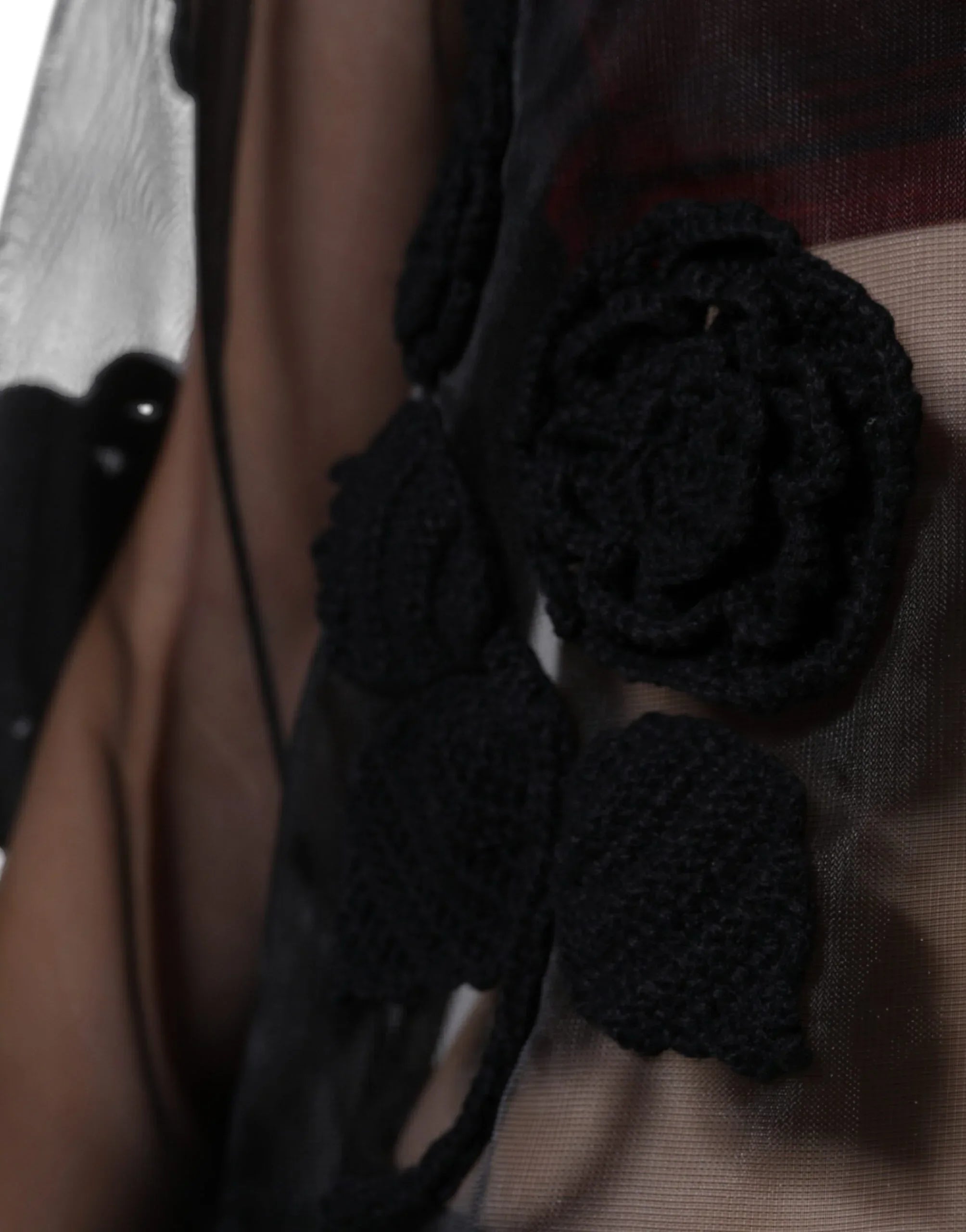 Dolce & Gabbana Black Nylon Mesh Transparent Floral Blouse - Zeiniez