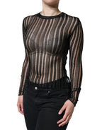 Dolce & Gabbana Black Stripe See Through Long Sleeves Top - Zeiniez