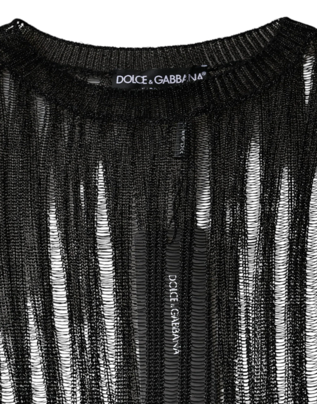 Dolce & Gabbana Black Stripe See Through Long Sleeves Top - Zeiniez