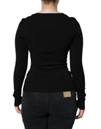 Dolce & Gabbana Black Long Sleeves Blouse Square Neck Top - Zeiniez