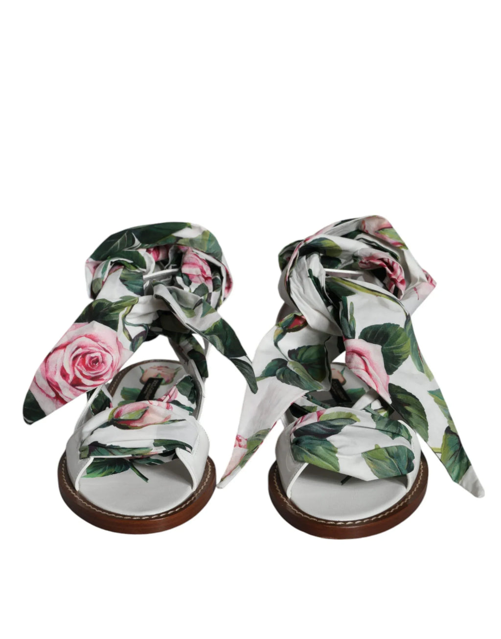 Dolce & Gabbana Multicolor Floral Print Ankle Wrap Sandals Shoes - Zeiniez