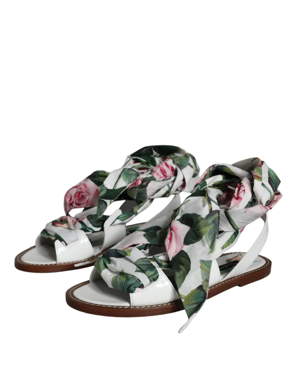 Dolce & Gabbana Multicolor Floral Print Ankle Wrap Sandals Shoes - Zeiniez