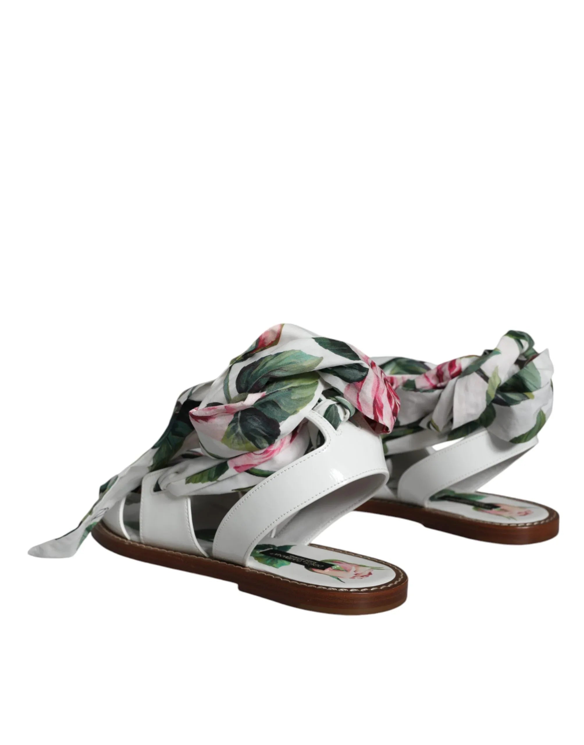 Dolce & Gabbana Multicolor Floral Print Ankle Wrap Sandals Shoes - Zeiniez