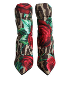 Dolce & Gabbana Multicolor Leopard Rose Mid Calf Boots Shoes - Zeiniez