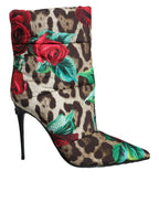 Dolce & Gabbana Multicolor Leopard Rose Mid Calf Boots Shoes - Zeiniez