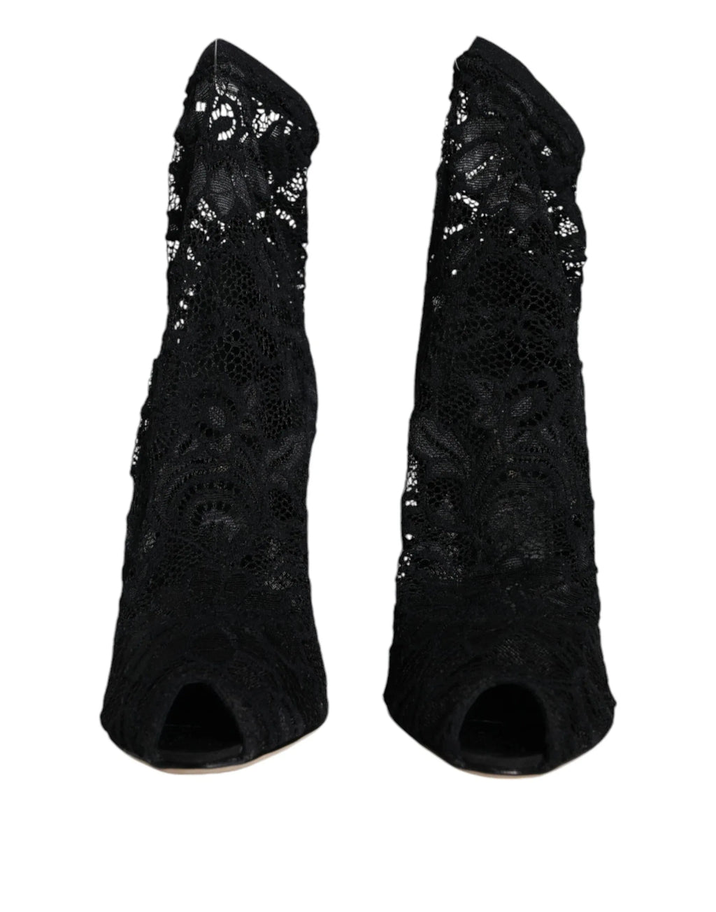Dolce & Gabbana Black Lace Stretch Heels Mid Calf Boot Shoes - Zeiniez