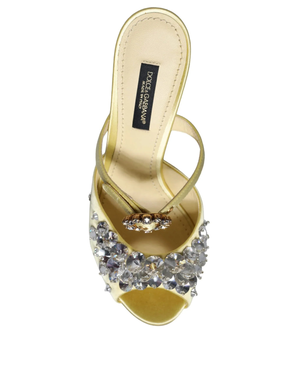 Dolce & Gabbana Yellow Mary Janes Satin Crystal Sandals Shoes - Zeiniez