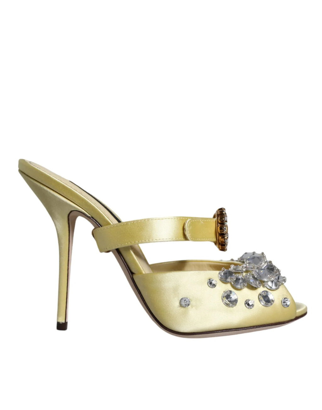 Dolce & Gabbana Yellow Mary Janes Satin Crystal Sandals Shoes - Zeiniez