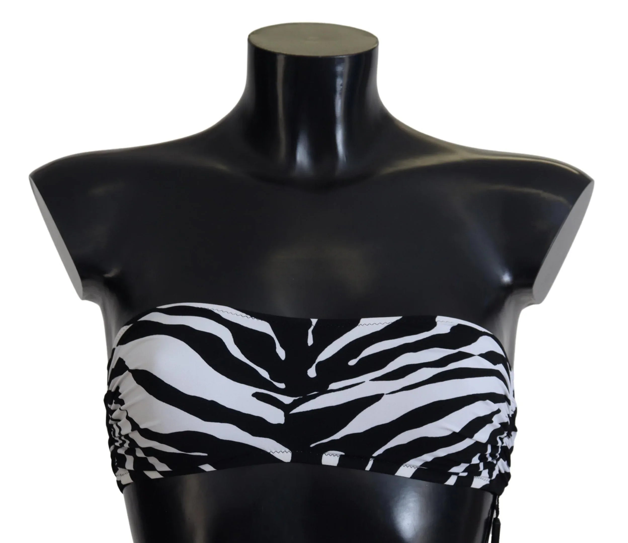 Dolce & Gabbana Black White Zebra Bandeau Swimwear Bikini Top - Zeiniez