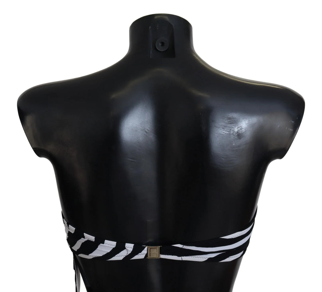 Dolce & Gabbana Black White Zebra Bandeau Swimwear Bikini Top - Zeiniez