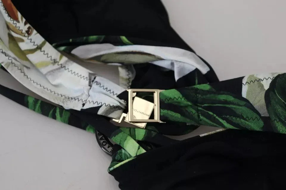 Dolce & Gabbana Black Floral Halter Beachwear Swimwear Bikini Top - Zeiniez