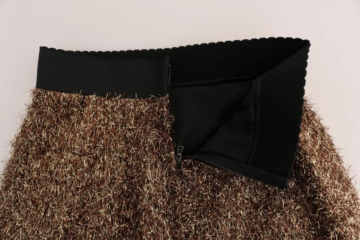Dolce & Gabbana Gold Black Short Mini Skirt - Zeiniez