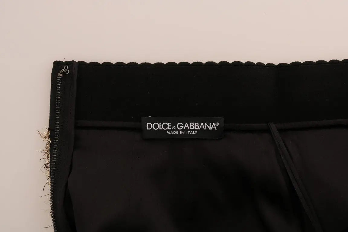Dolce & Gabbana Gold Black Short Mini Skirt - Zeiniez