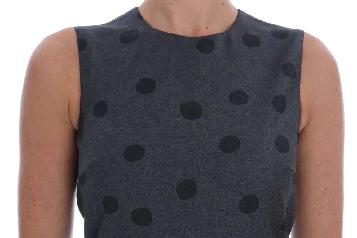 Dolce & Gabbana Gray Polka Dotted Sheath Wool Dress - Zeiniez