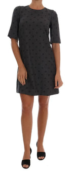 Dolce & Gabbana Gray Polka Dotted Sheath Wool Dress - Zeiniez