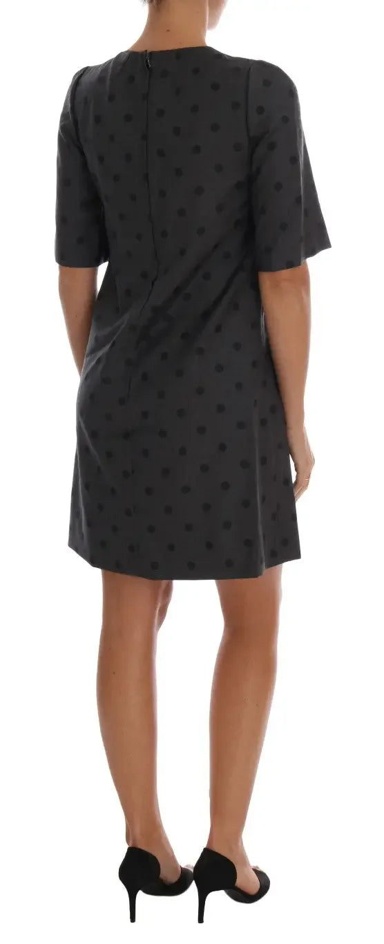 Dolce & Gabbana Gray Polka Dotted Sheath Wool Dress - Zeiniez