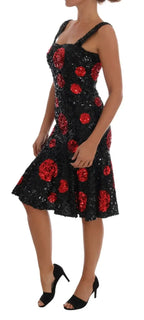 Dolce & Gabbana Black Red Polka Sequined Shift Dress - Zeiniez